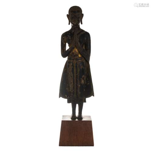 A GILT-BRONZE STANDING FIGURE OF BUDDHA