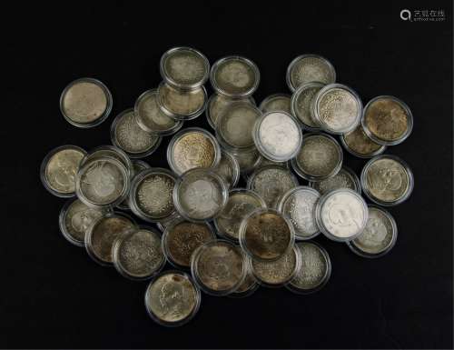 LARGE GROUP FORTY-EIGHT CHINESE SILVER COINS