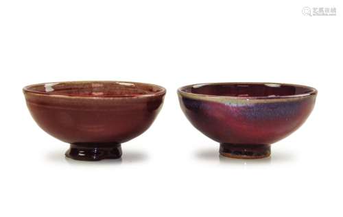PAIR OF RED GLAZED BOWLS