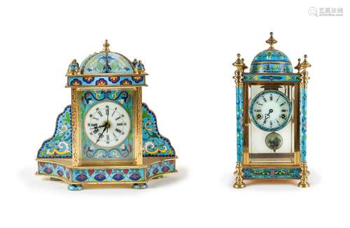 PAIR OF CHINESE CLOISONNE MANTAL CLOCKS