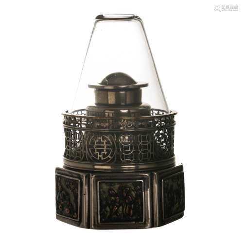 CHINESE SILVER OPIUM LAMP