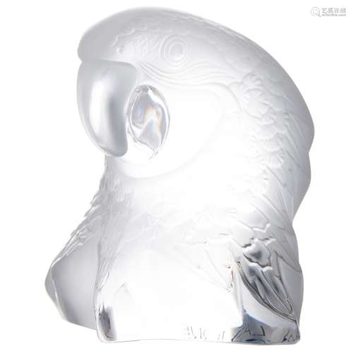LALIQUE CRYSTAL MACAW PARROT HEAD PAPERWIGHT