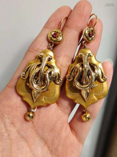 1850年Borbonico时期精美灵蛇主题耳环
