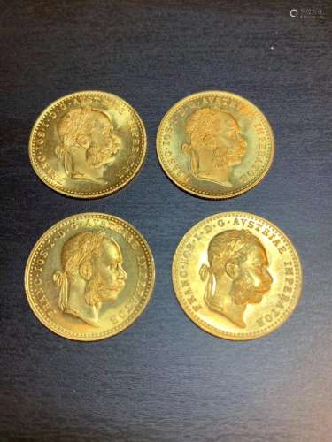 1915年，法国古董22k古董金币（四枚）
