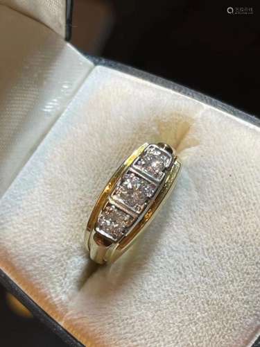 70年代，14k金钻石戒指