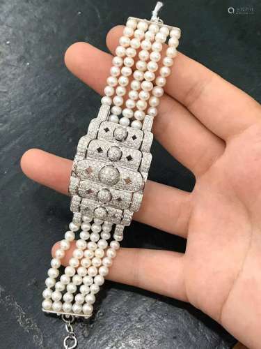 18k金钻石珍珠项链