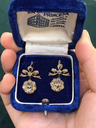 19世纪老钻石耳环