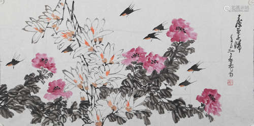 杨象宪 花鸟 纸本画心