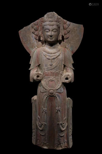 Chinese Qingzhou Bodhisattva Statue In Period Of Wei