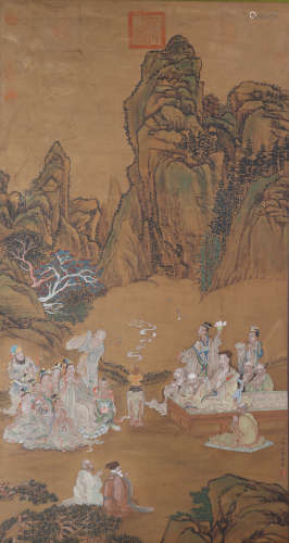 Chinese Painting Of Figures - Lang Shining