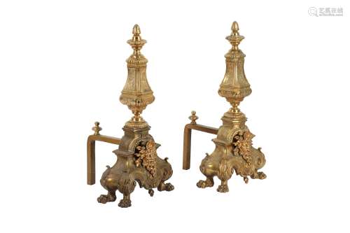 A PAIR OF LOUIS XIV STYLE ANDIRONS, LATE 19TH CENTURY