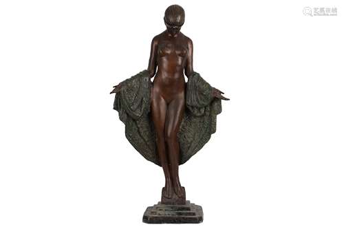 AFTER JOE DESCOMPS, AN ART DECO STYLE BRONZE OF A LADY, CONT...