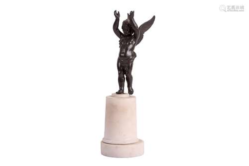 A BRONZE MODEL OF A STANDING CHERUB, LATE 19TH CENTURY