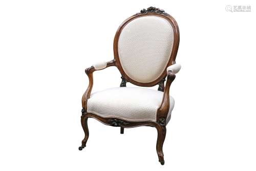 A MID-VICTORIAN ROSEWOOD SALON CHAIR, CIRCA 1860