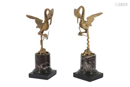 A PAIR OF REGENCY GILT BRONZE CRANE,