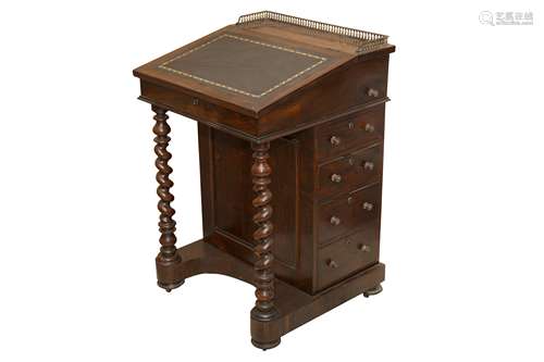 A VICTORIAN ROSEWOOD DAVENPORT