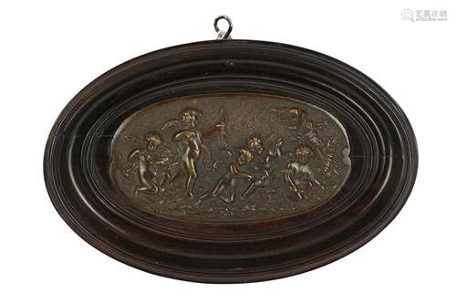 FRENCH OVAL BRONZE PLAQUE, 19TH CENTURY