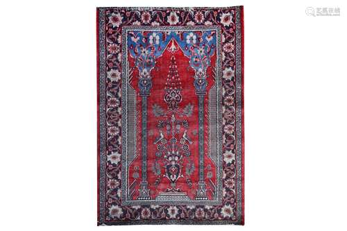 A KASHAN PRAYER RUG, CENTRAL PERSIA