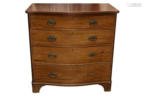 A MAPLE & CO SERPENTINE MAHOGANY CHEST, CIRCA 1900