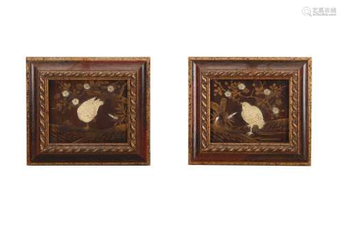 A PAIR OF JAPANESE BONE AND MOTHER OF PEARL PANELS, LATE 19T...