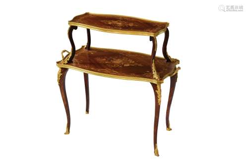 A FRENCH GILT BRONZE MOUNTED KINGWOOD AND MARQUETRY INLAID T...