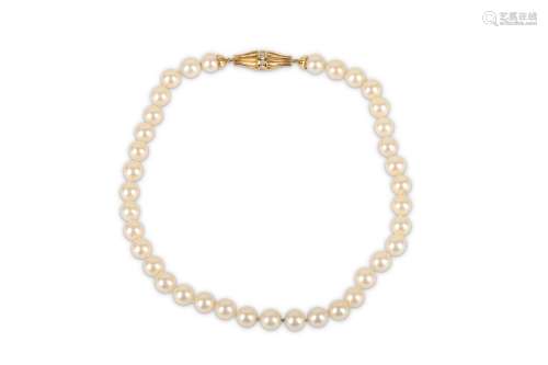 A CULTURED PEARL AND DIAMOND NECKLACE