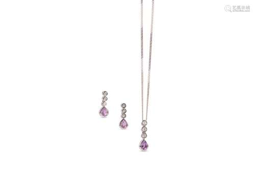 A WHITE GOLD, AMETHYST AND DIAMOND SUITE