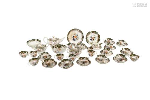 AN ENGLISH IRONSTONE POTTERY PART TEA SERVICE, IN THE TASTE ...