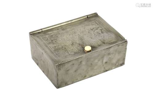 A CHINESE KUT HING PEWTER RECTANGULAR TEA CADDY, LATE 19TH C...