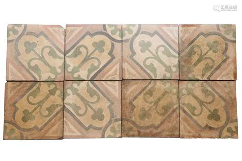 A LARGE QUANTITY OF ENCAUSTIC FLOOR TILES