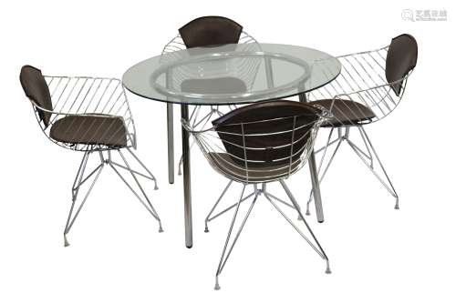 MANNER OF CHARLES & RAY EAMES, A SET OF FOUR CHROMED WIREWOR...