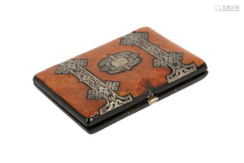 A FRENCH LEATHER OVERLAY AND TORTOISE SHELL NOTEBOOK, 19TH C...
