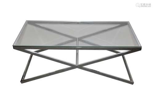 A CONTEMPORARY CHROMED LOW TABLE, 21ST CENTURY