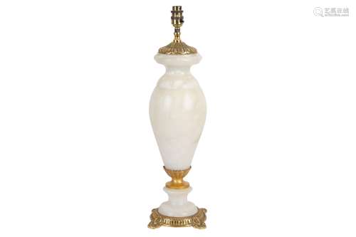 A WHITE ONYX BALUSTER TABLE LAMP