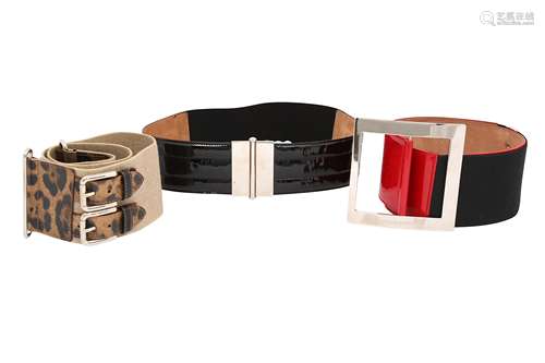 THREE DOLCE & GABBANA WIDE WAIST BELTS - SIZE 75 & 80