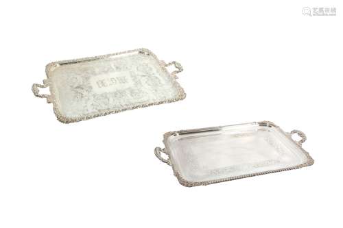 A LARGE RECTANGULAR REED AND BARTON SILVER PLATED TRAY