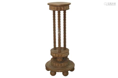 A FRENCH LIMED OAK JARDINIERE STAND