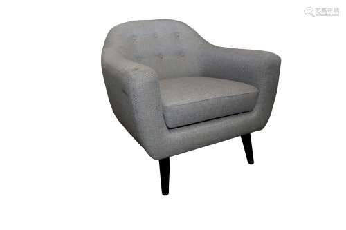 A CONTEMPORARY ARMCHAIR UPHOLSTERED IN GREY FABRIC, 21ST CEN...