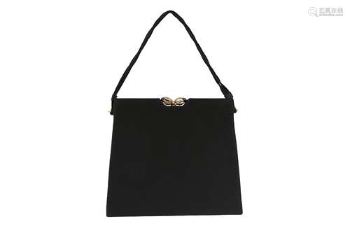 RAYNE VINTAGE BLACK SATIN EVENING BAG