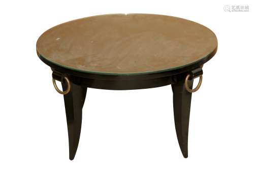 A FRENCH BLACK LACQUERED COFFEE TABLE