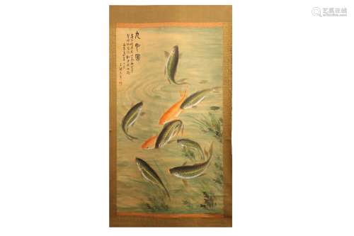 FOUR CHINESE HANGING SCROLL PAINTINGS OF ANIMALS