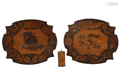 TWO REGENCY PENWORK FACE SCREENS, EARLY 19TH CENTURY