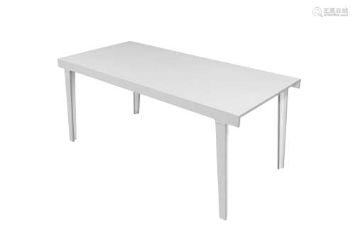 A WHITE LAMINATED PLYWOOD TABLE, CONTEMPORARY