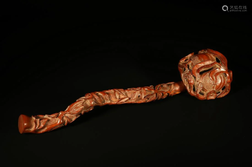 AN OLD RUYI SCEPTER MADE OF BOXWOOD