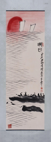 A CHINESE VERTICAL HANGING PAINTING SCROLL
