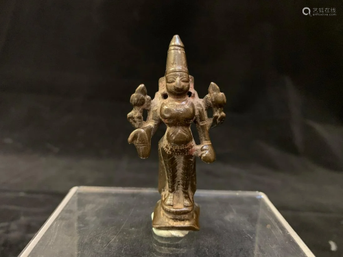 A BRONZE STANDING BUDDHIST STATUE OF VISHNU