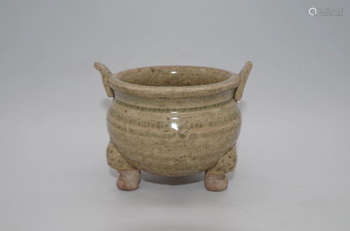 A GREEN WARE PORCELAIN INCENSE BURNER