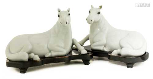 A pair of Chinese white-glazed horses,