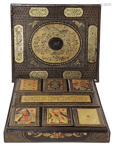 A Chinese lacquered games box,