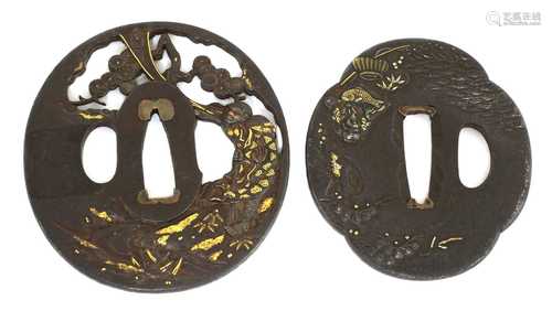 Two Japanese bronze tsuba,